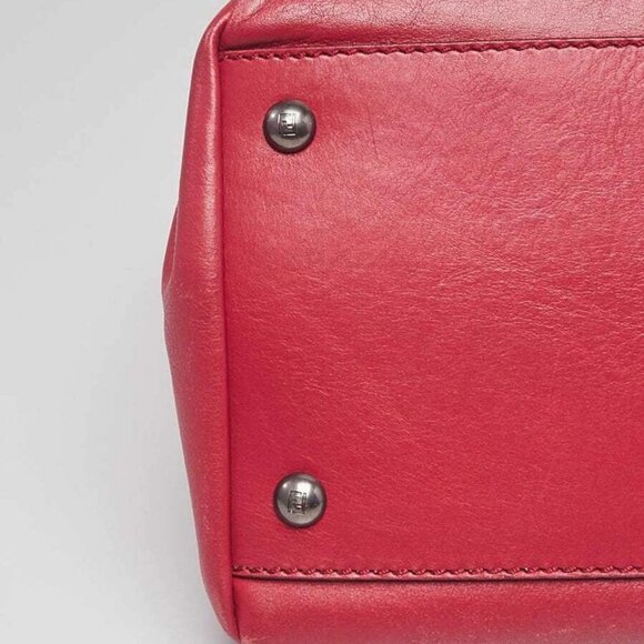 Fendi Red Leather Large Peekaboo Satchel Bag - Picture 4 of 12